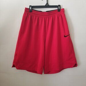 Nike Dri-Fit Mens XL 22" Red Black Swoosh Basketball Shorts Pockets 10.5" Inseam